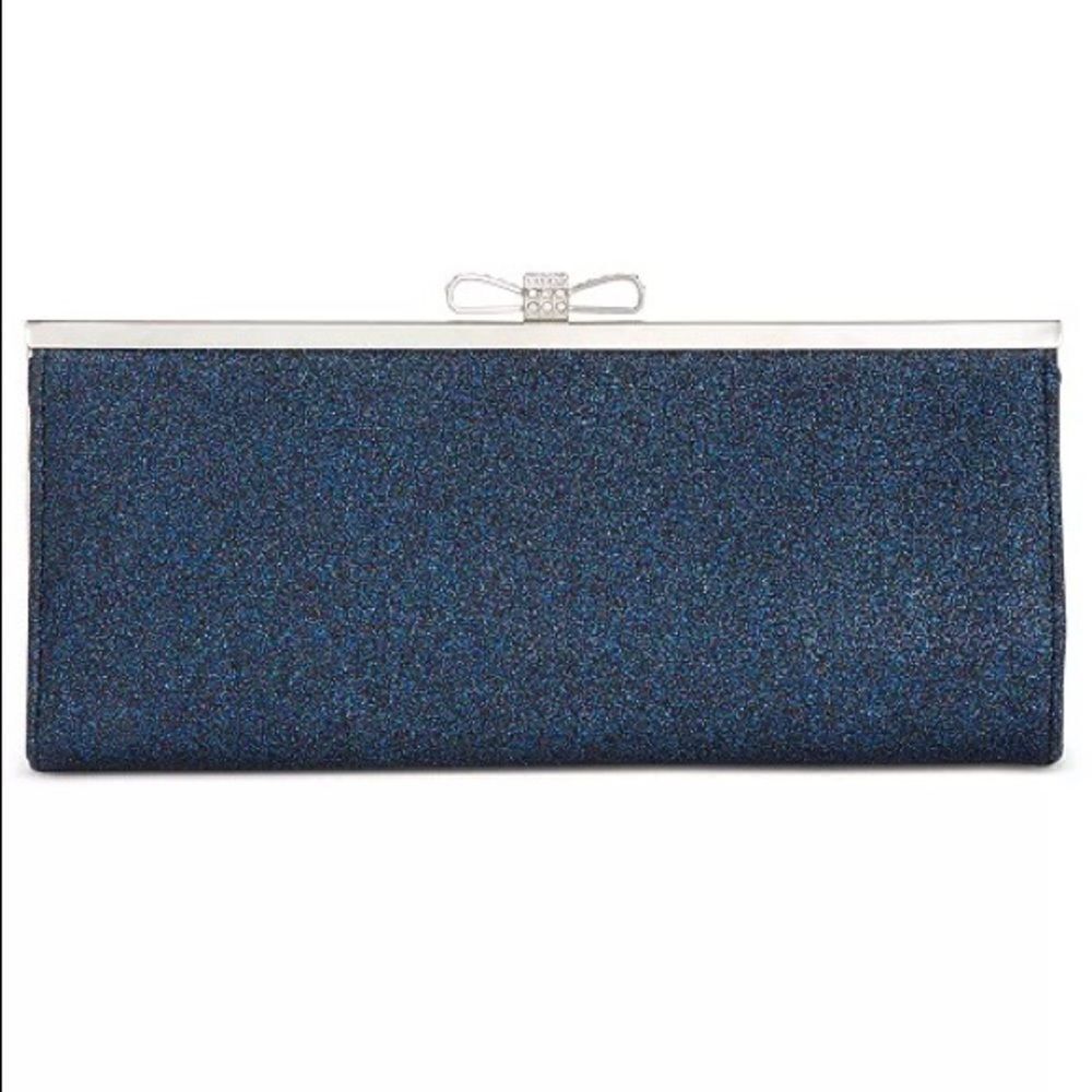 NWT I.N.C. International Concepts Carolyn Blue Glitter Clutch